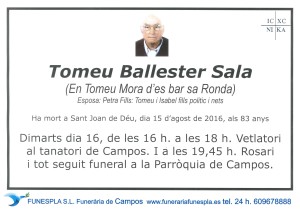 Tomeu Ballester Sala  15-08-2016