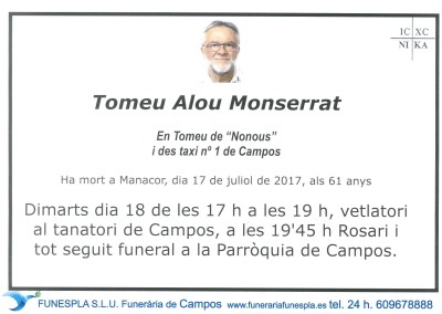 Tomeu Alou Monserrat  17/07/2017