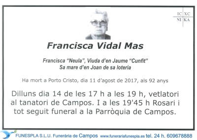 Francisca Vidal Mas   11/08/2017