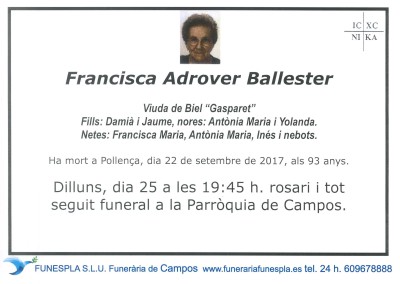 Francisca Adrover Ballester   22/09/2017
