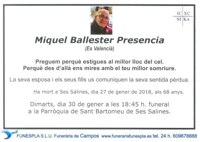 Miquel Ballester Presencia  27/01/2018