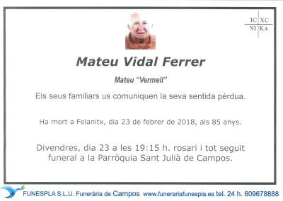 Mateu Vidal Ferrer  23/02/2018
