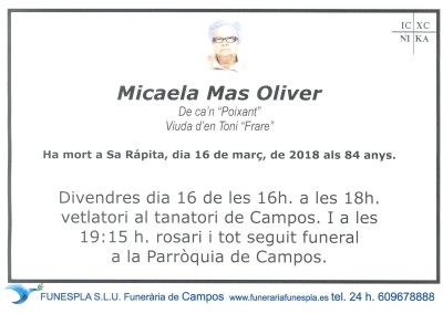 Micaela Mas Oliver   16/03/2018