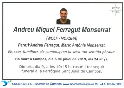 Andreu Miquel Ferragut Monserrat  06/07/2019