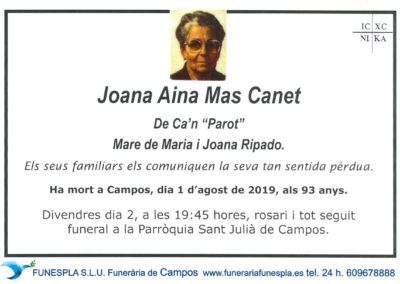 Joana Aina Mas Canet 01/08/2019
