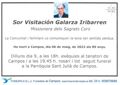 Sor Visitación Galarza Iribarren  06-05-2022