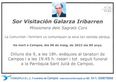 Sor Visitación Galarza Iribarren  06-05-2022