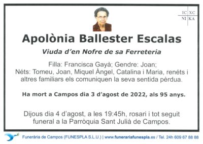 Apolònia Ballester Escalas  03-08-2022