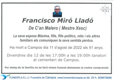 Francisco Miró Lladó  11-08-2022