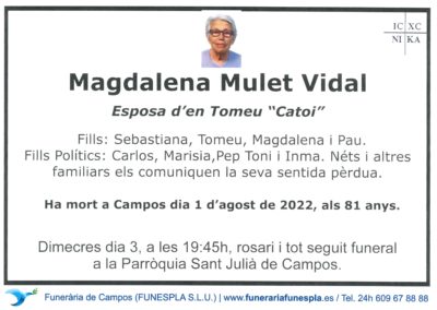 Magdalena Mulet Vidal  01-08-2022