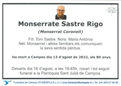 Monserrate Sastre Rigo  13-08-2022