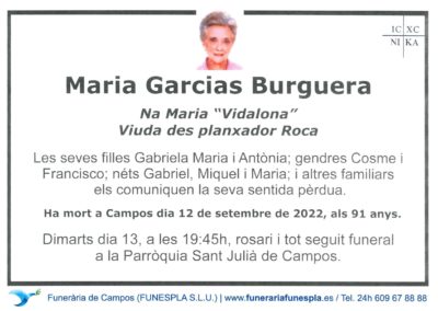 Maria Garcias Burguera  12-09-2022