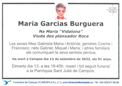 Maria Garcias Burguera  12-09-2022