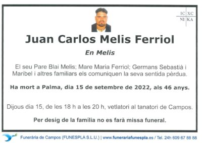 Juan Carlos Melis Ferriol  15-09-2022