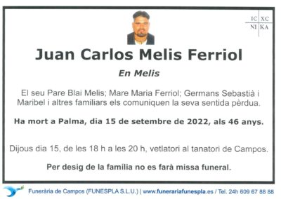 Juan Carlos Melis Ferriol  15-09-2022