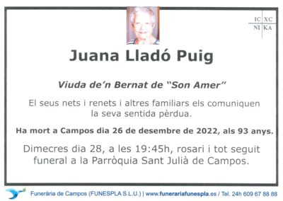 Juana Ana Lladó Puig  26-12-2022