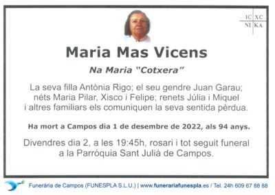 Marias Mas Vicens  01-12-2022