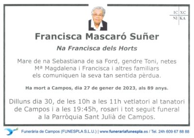 Francisca Mascaró Suñer 27-01-2023