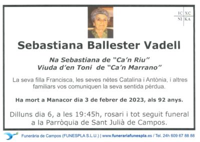 Sebastiana Ballester Vadell 03-02-2023