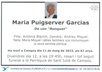 Maria Puigserver Garcias 11-05-2023