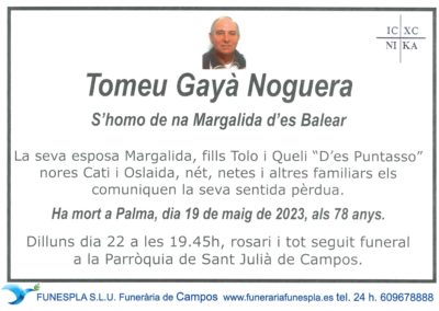 Tomeu Gayà Noguera 19-05-2023