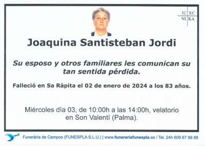 Joaquina Santisteban Jordi  02-01-2024