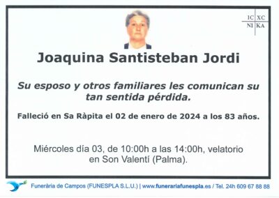 Joaquina Santisteban Jordi  02-01-2024