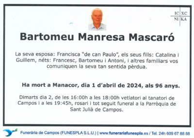 Bartomeu Manresa Mascaró 01-04-2024