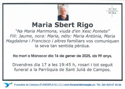 Maria Sbert Rigo 16-01-2025