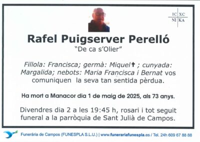 Rafel Puigserver Perrelló  01-05-2025