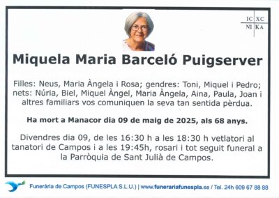Miquela Maria Barceló Puigserver 09-05-2025