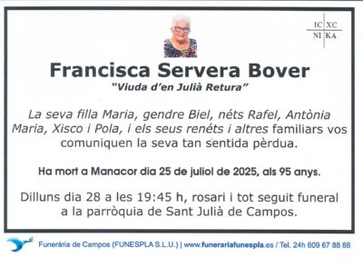 Francisca Servera Bover 25-07-2025
