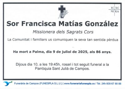 Sor Francisca Matías González  09-07-2025