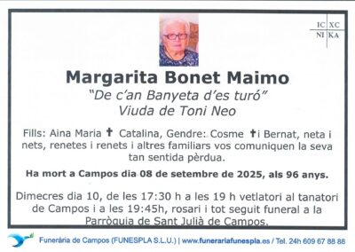 Margarita Bonet Maimo 08-09-2025