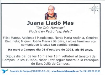 Juana Lladó Mas  08-10-2025
