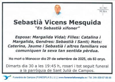 Sebastià Vicens Mesquida 29-09-2025