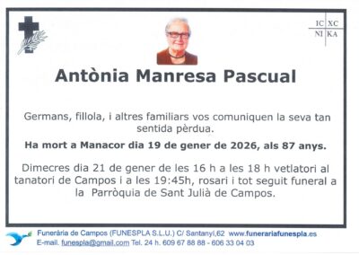 Antònia Manresa Pascual 19-01-2026