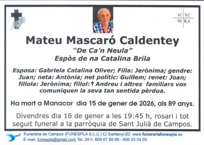 Mateu Mascaró Caldentey 15-01-2026