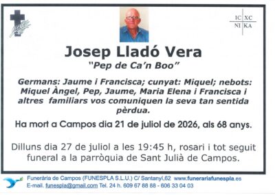 Josep Lladó Vera 21-07-2026