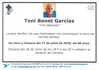 Toni Bonet Garcías 27-07-2026
