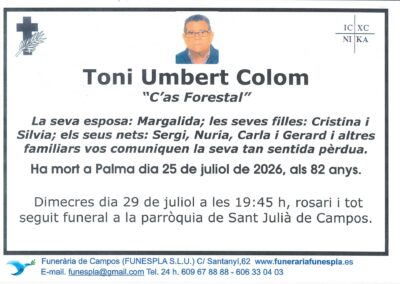 Toni Umbert Colom 25-07-2026